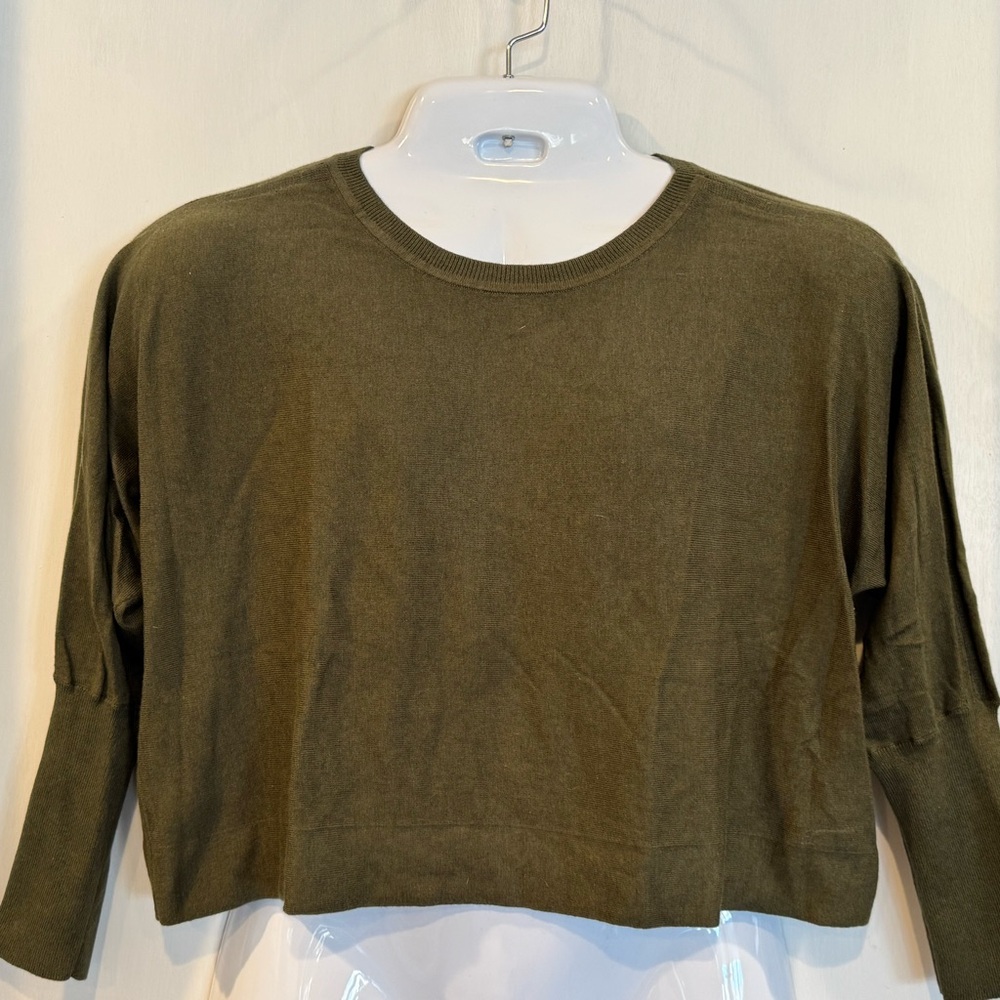 Cabi Cropped Olive Sweater